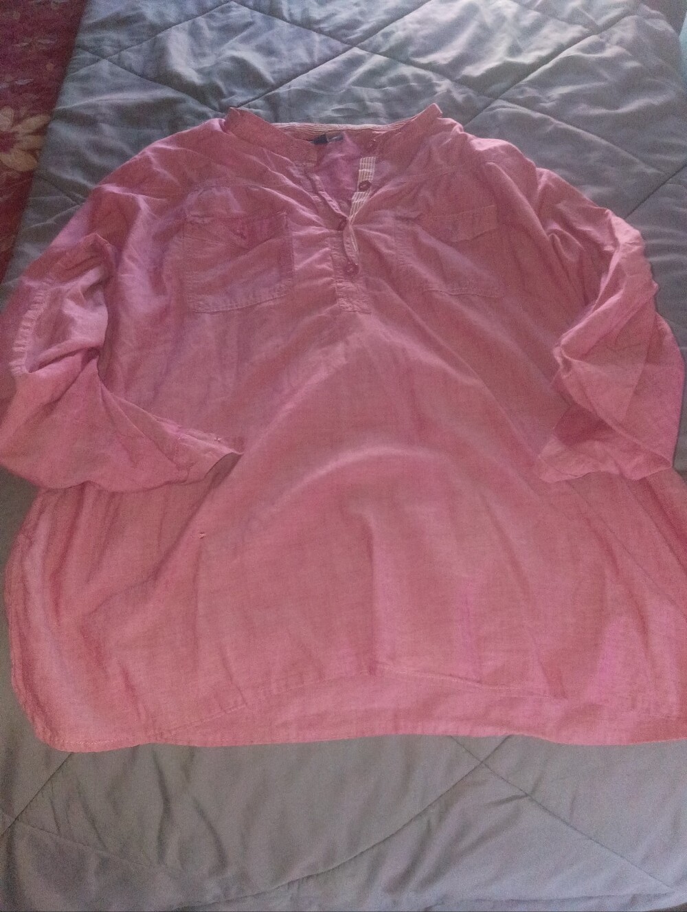 Gap Women's Pink Relaxed Button-Neck Tunic Top
